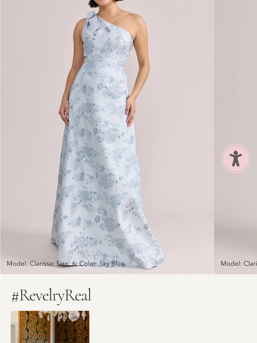 Revelry One-Shoulder Sky Blue Floral Gown